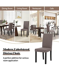 Gymax Dining Chair Set of Fabric Upholstered Rubber Wood Legs Side Armless