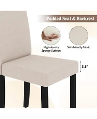 Gymax Dining Chair Set of Fabric Upholstered Rubber Wood Legs Side Armless