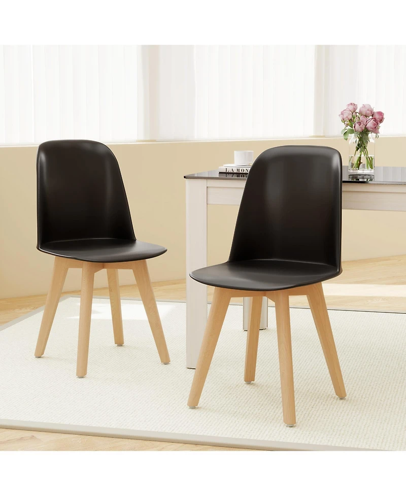 Gymax Modern Dining Chairs Set of 2 Armless Kitchen Chairs 330 Lbs Load Capacity
