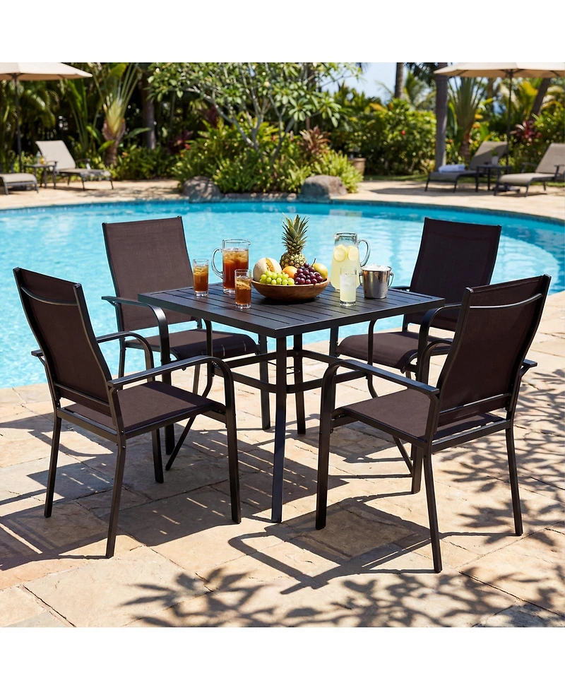 Slickblue Set of 4 Patio Dining Chairs Stackable Outdoor Armchairs