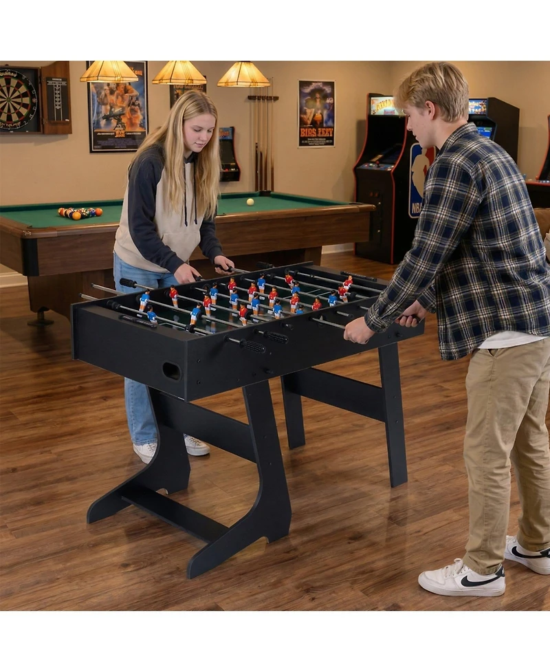 Slickblue Space-Saving Folding Foosball Table with 22 Players and Slide Scorers