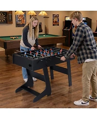 Slickblue Space-Saving Folding Foosball Table with 22 Players and Slide Scorers