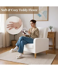 Slickblue Teddy Fleece Accent Sofa Chair with Lumbar Pillow, Modern Upholstered Design