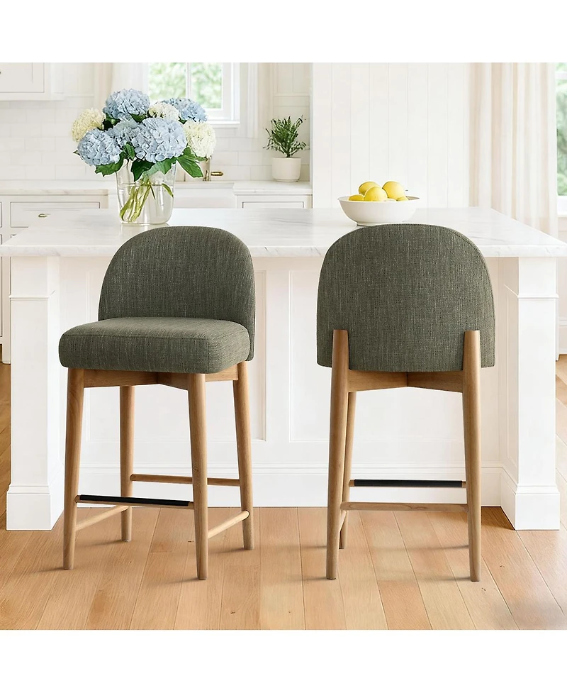 Maison Boucle 25.5" Linen Counter Height Stools Set of 4 for Kitchen Island
