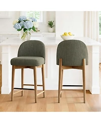 Maison Boucle 25.5" Linen Counter Height Stools Set of 4 for Kitchen Island