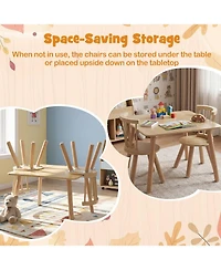 Sugift Kids Wooden Table and Chairs Set 3-Piece Toddler Furniture with Pine Wood Frame