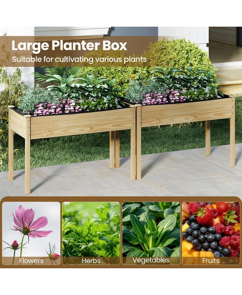 Gouun 47-Inch Raised Vegetable Garden Bed with Drainage Holes