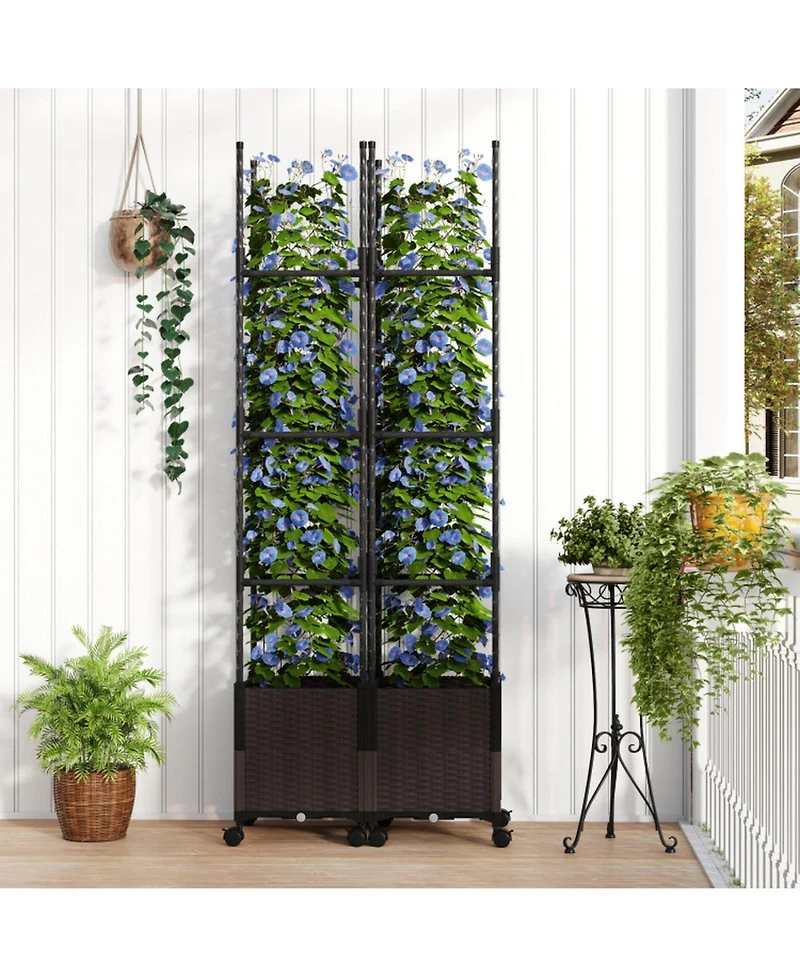 Gouun 87-Inch Tall Raised Planter with Trellis and Self-Watering System