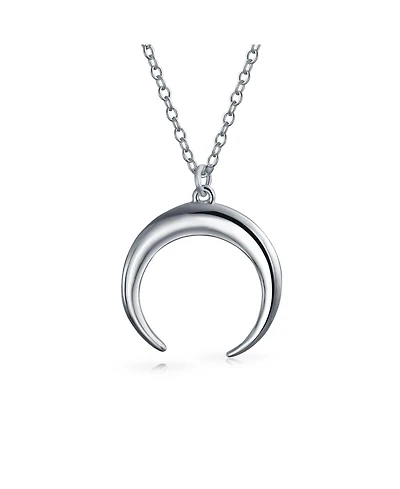 Bling Jewelry Trendy Horn Half Protection Symbol Pendant Necklace