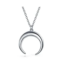 Bling Jewelry Trendy Horn Half Protection Symbol Pendant Necklace