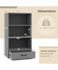 Sugift 48 Inch Tall 4 Tiers Wood Bookcase with Drawer