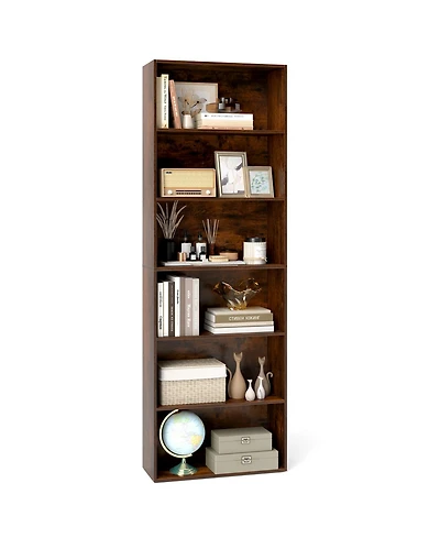Sugift 6-Tier Bookcase with Open Shelves and Anti Toppling Kit