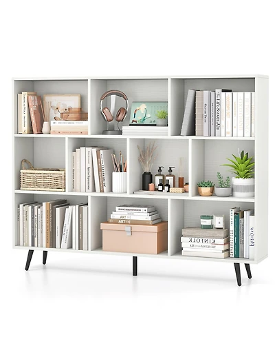 Sugift 10 Cube 55 Bookcase with 5 Tapered Metal Legs
