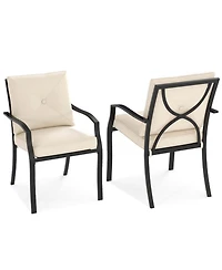Gouun Stackable Patio Dining Chairs Set of 2 with Cushions, Armrests and Metal Frame