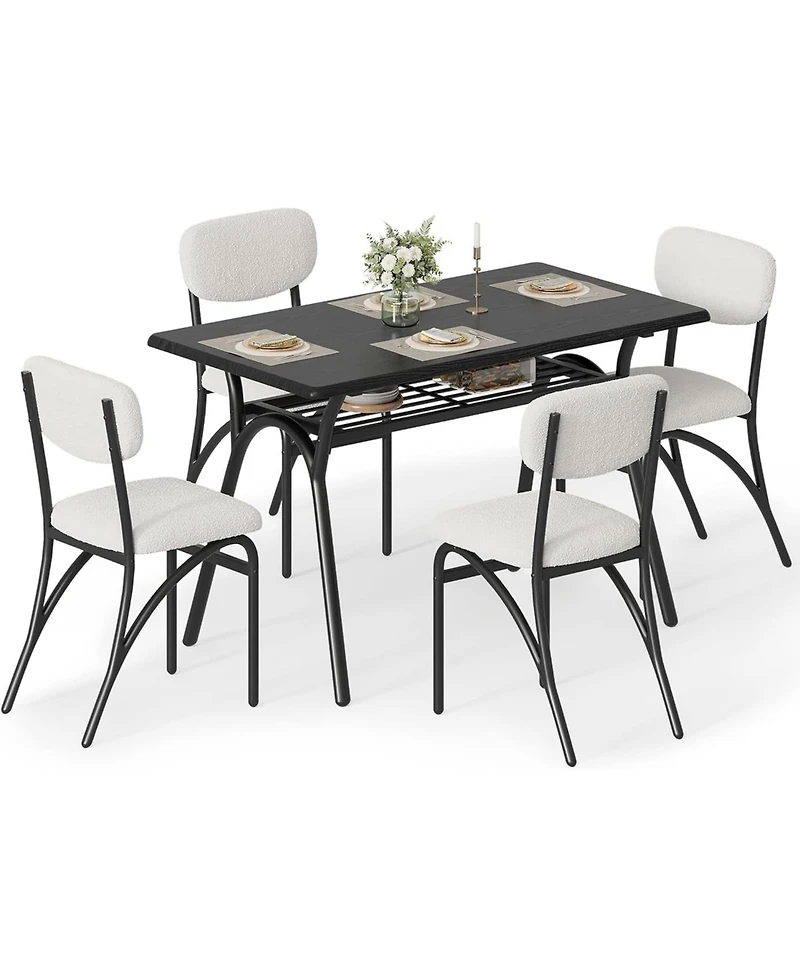 gaomon 4-Person Modern Dining Set with Storage and Boucle Chairs for Small Spaces