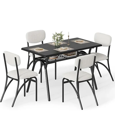 gaomon 4-Person Modern Dining Set with Storage and Boucle Chairs for Small Spaces