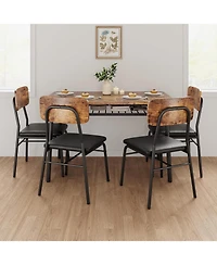 gaomon 5-Piece Compact Dining Set for 4 with Storage, Wooden Tabletop, Metal Frame and Upholstered Chairs