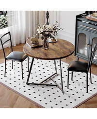 gaomon 3-Piece 2-Person Round Wooden Dining Table Set, for Kitchens and Apartments