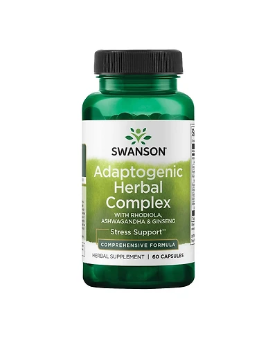 Swanson Rhodiola Ashwagandha Ginseng Complex Energy Immune Function Nervous System Stress Support Adaptogen Herb Supplement 60 Capsules