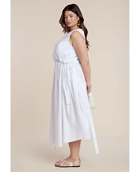 Eloquii Women's Cinch Waist Poplin Midi Dress