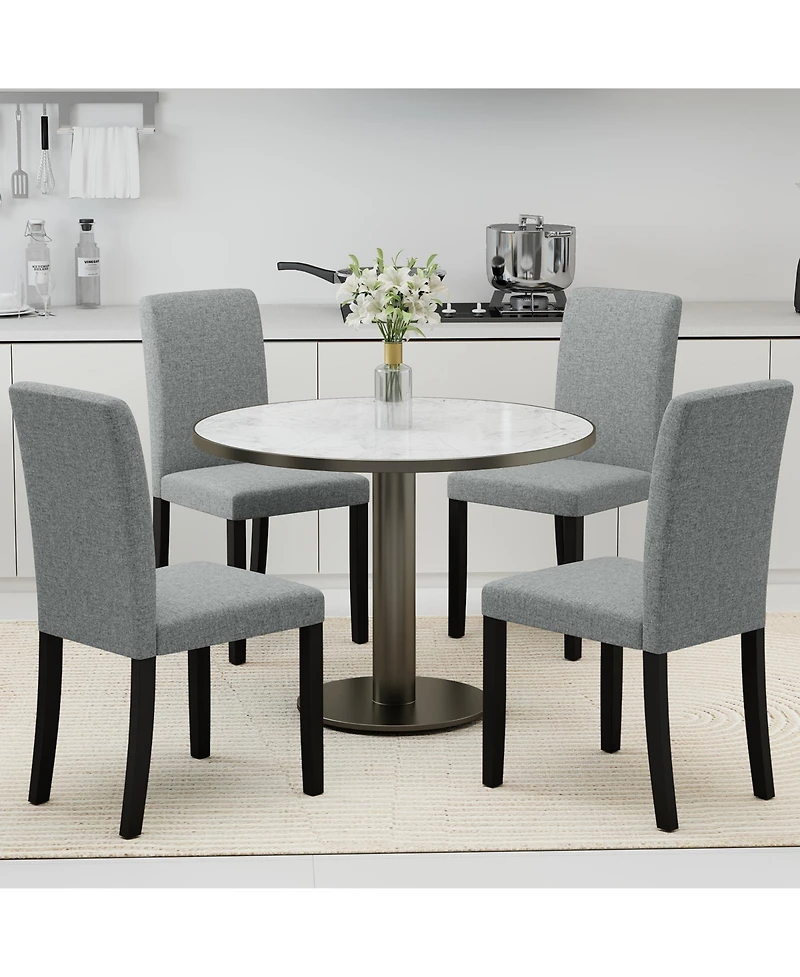 Gymax Dining Chair Set of 4 Mid-Century Modern Fabric Upholstered Parson Chairs