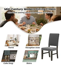 Gymax Dining Chair Set of 2 Mid-Century Modern Velvet Fabric Upholstered Chairs