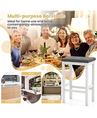 Gymax 24'' Upholstered Bar Stools Set of 4 Home Kitchen w/ Solid Wood Support Legs