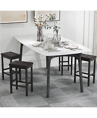 Gymax 24'' Upholstered Bar Stools Set of 4 Home Kitchen w/ Solid Wood Support Legs