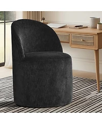 Maison Boucle Chenille Swivel Office Chair with Casters, Barrel Task