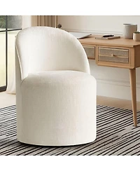 Maison Boucle Chenille Swivel Office Chair with Casters, Barrel Task