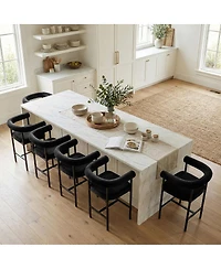 Maison Boucle 24" Velvet Counter Height Stools Set of 6 with Arms, Kitchen Island