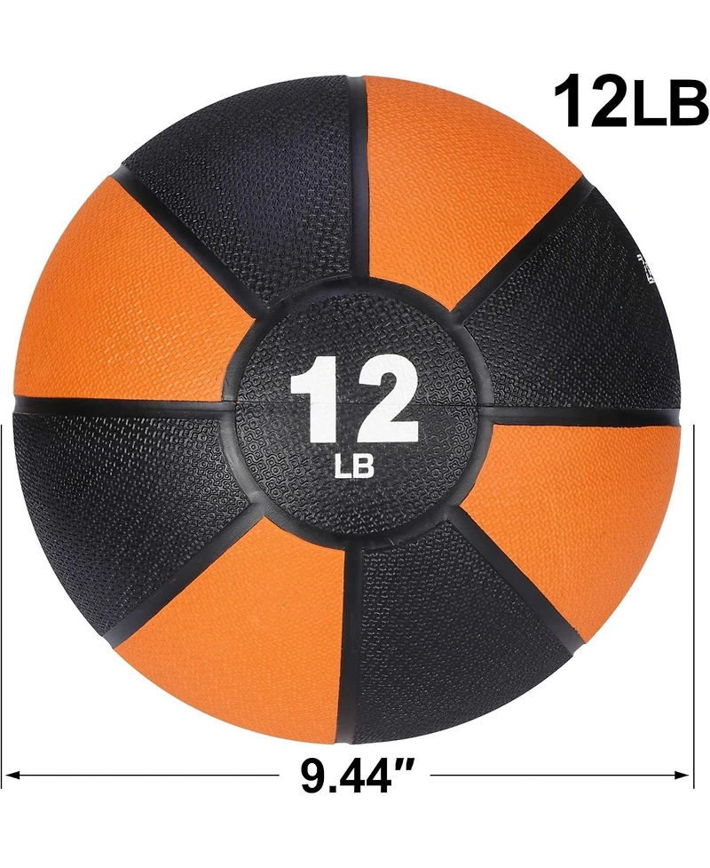 Zeny Fitness Medicine Ball 12lb, Weighted Exercise Ball with Textured Grip Fitness Core Strength Training Rubber Ball Home Gym Workout Equipment