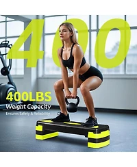 Zeny 31 Aerobic Step Platform, Adjustable Exercise Workout Stepper with Stable Risers, Stand Up Steppers for Exercise at Home, Fitness Equipment