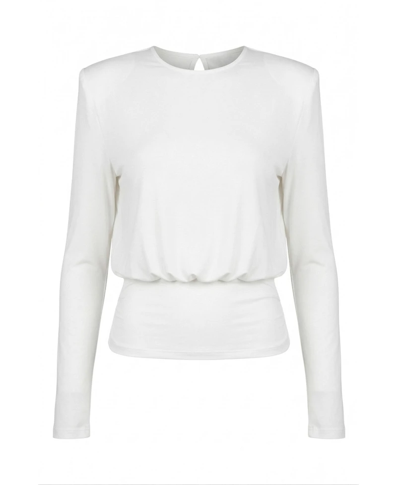 Modenaire Women's Draped Open-Back Fitted-Waist Top