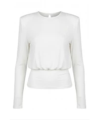 Modenaire Women's Draped Open-Back Fitted-Waist Top