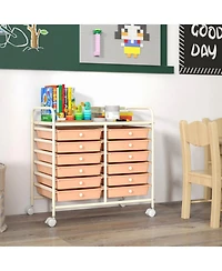 Gouun 12-Drawer Rolling Storage Cart with Steel Frame and Dual Handles for Home and Office