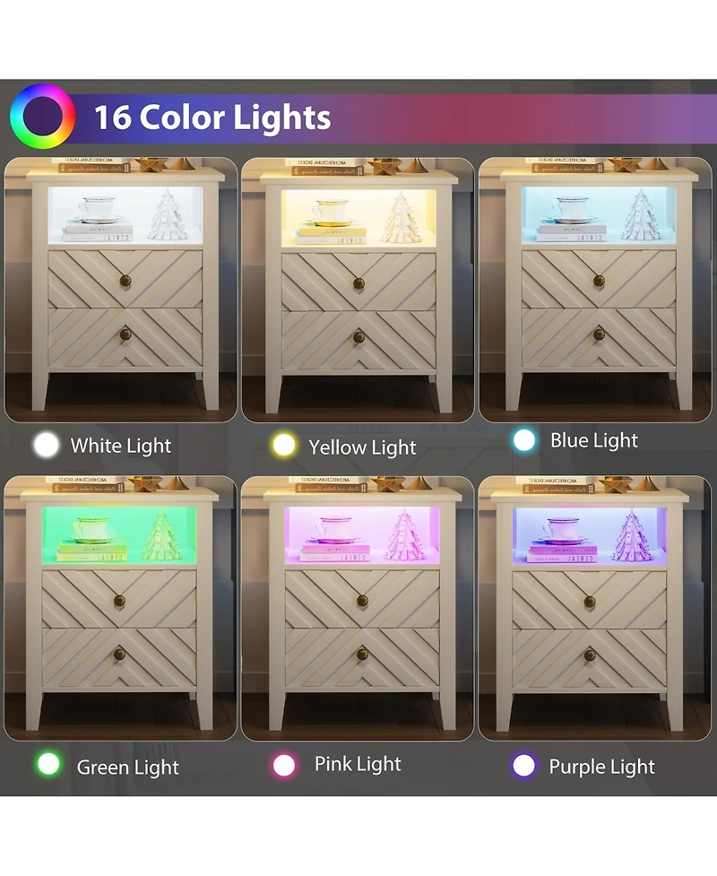 gaomon Home 2-Drawer Farmhouse Wood Nightstand, Bedside Table with Open Shelf Storage