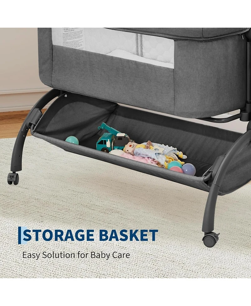 gaomon 3 in 1 Baby Bassinet and Bedside Sleeper with Wheels and Mosquito Net