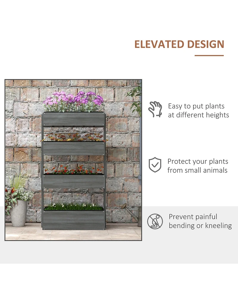 Outsunny 4-Tier Raised Garden Bed with Non-Woven Fabric,