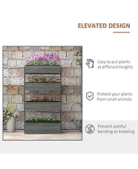 Outsunny 4-Tier Raised Garden Bed with Non-Woven Fabric,