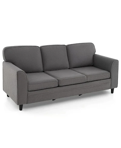Gouun Teddy Velvet 3-Seat Sofa with Back Pillows and Rubber Wood Legs
