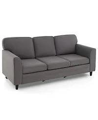 Gouun Teddy Velvet 3-Seat Sofa with Back Pillows and Rubber Wood Legs