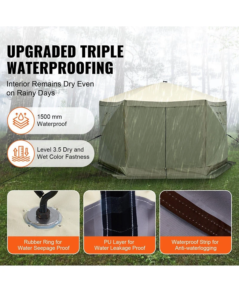 Mecale 12x12 Ft Pop Up Gazebo Tent 6-Sided with Mosquito Netting