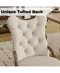 Rainsken Velvet Dining Chairs Set of 2, Modern Upholstered Kitchen Chairs with Nailhead Trim, Solid Wood Handles on Top and Sides for Dining Room
