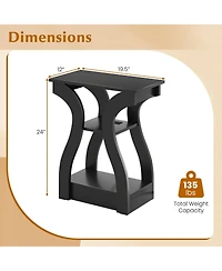 Gymax End Tables w/Charging Station Set of 2 3-Tier Side with Usb Ports and Outlets