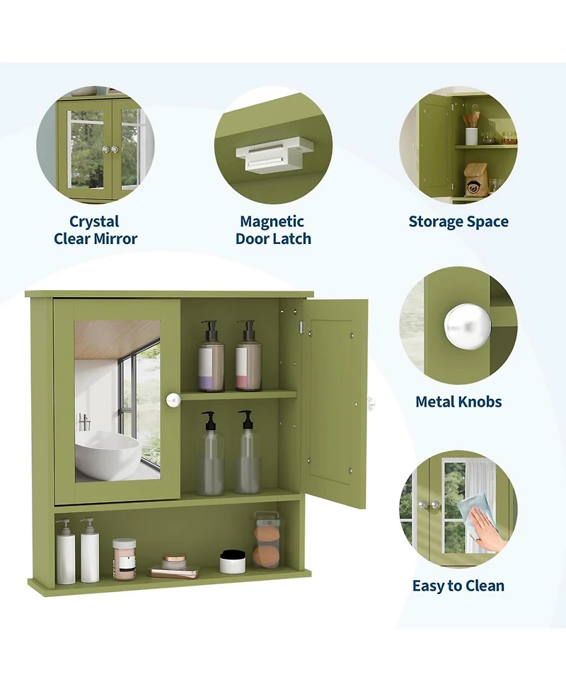 gaomon Bathroom Wall Cabinet - 23x22.1x5.1 Inch Medicine with Adjustable Shelf, Mounted Storage for Bathroom, Kitchen, Laundry Room