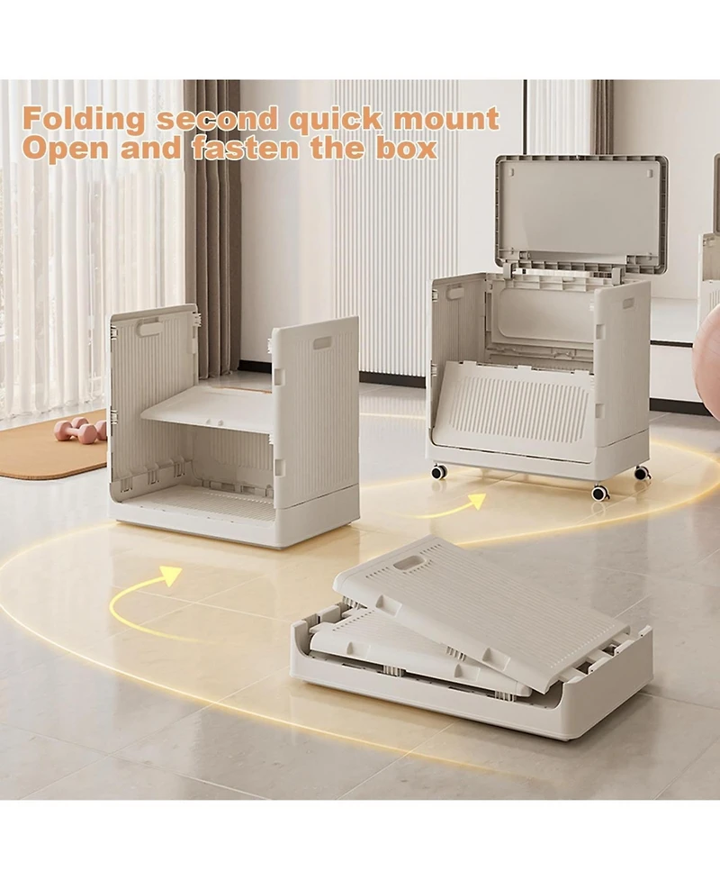 gaomon 2 Pack Rolling Laundry Hamper with Lid, Collapsible Plastic Clothes Basket with Wheels