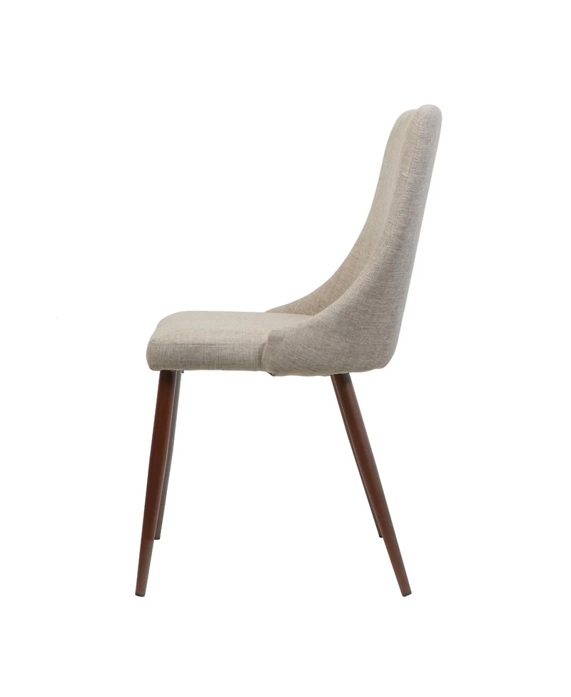 Rainsken Mid Century Modern Dining Chairs Set of 2, Fabric Upholstered Kitchen with Curved Backrest and Tapered Legs for Room