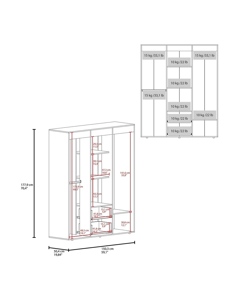 Fm Furniture Extremoduro 4-Door Wardrobe with Drawers and Shelves for Storage, Modern Design