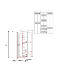 Fm Furniture Extremoduro 4-Door Wardrobe with Drawers and Shelves for Storage, Modern Design